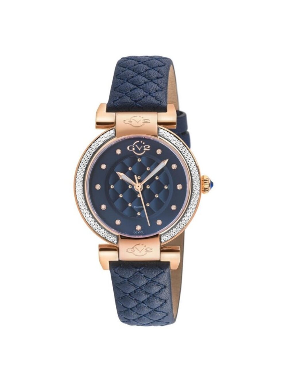NWT Gv2 By Gevril Berletta Quartz Diamond Blue Dial Ladies Watch